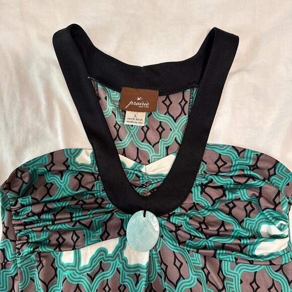 prairie new york 100% silk mod halter dress made in nyc size L - Picture 6 of 6